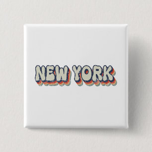 New York Retro 80s Chrome City Button