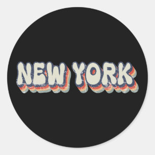 New York Retro 80s Chrome City  Classic Round Sticker