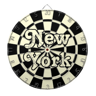 NEW YORK Retro Modern Black and Light Cream Dart Board