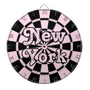 NEW YORK Retro Modern Light Pink and Black Dart Board