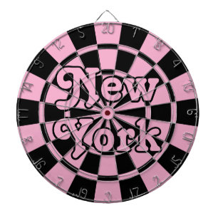 NEW YORK Retro Modern Pink and Black Dart Board