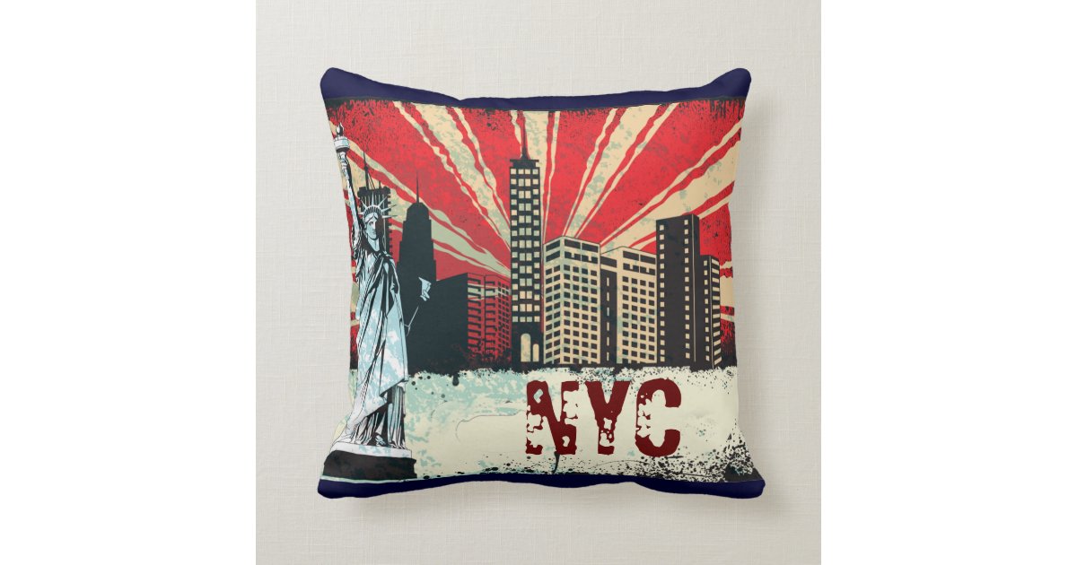 new york retro throw pillow