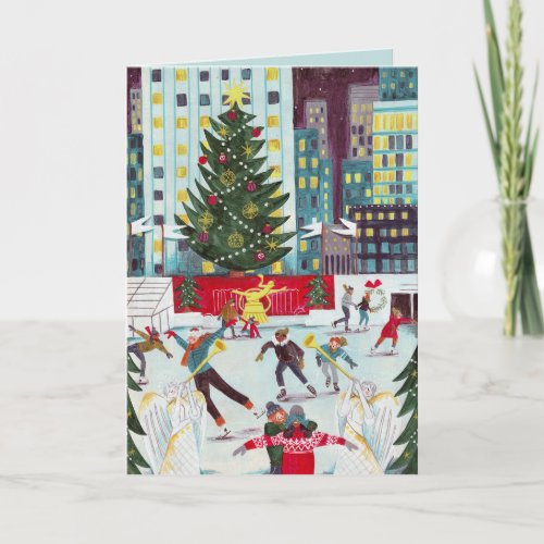 New York Rockefeller center Christmas skating  Holiday Card