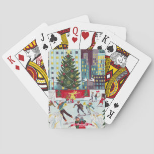 New York Rockefeller center Christmas skating Poker Cards