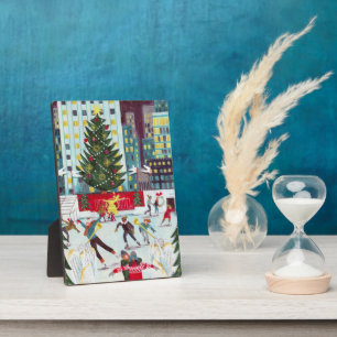 New York Rockefeller center Christmas skating Post Plaque