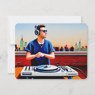 New York Roof Top Dj Thank You Card