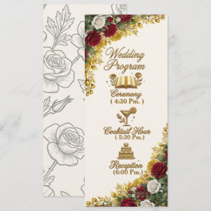 New York Rose Wedding Program Card
