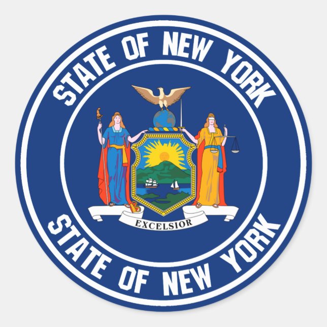 New York Round Emblem Classic Round Sticker (Front)