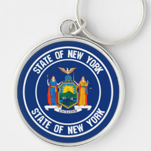 New York Round Emblem Keychain