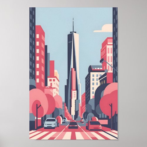 New York Scape 4K Vector Serene Poster