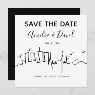 New York Script Drawing Save the Date