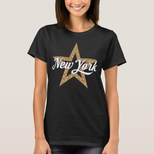 New York Script With Star White Type T_Shirt