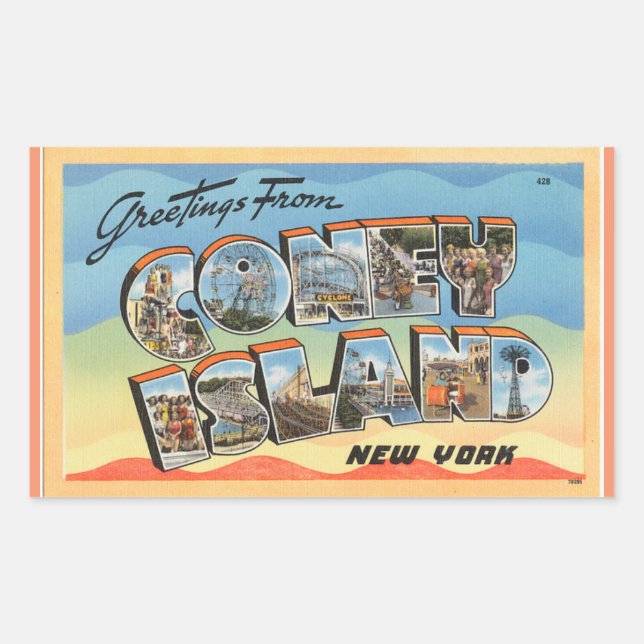 New York, Sheet of 4 Coney Island stickers (Front)