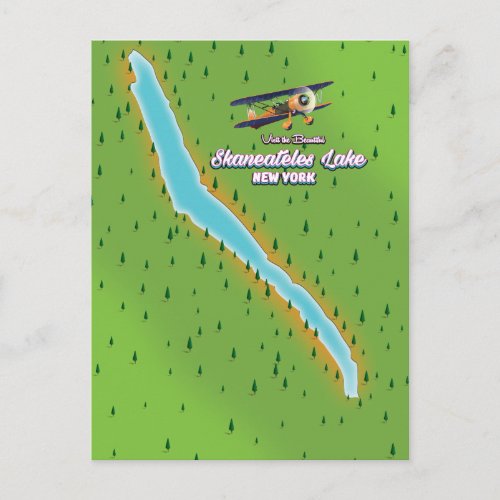 new york Skaneateles Lake map Postcard