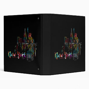 New York Sky Heartbeat Statue of Liberty I Love Ne 3 Ring Binder
