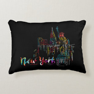 New York Sky Heartbeat Statue of Liberty I Love Ne Accent Pillow