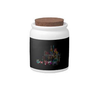 New York Sky Heartbeat Statue of Liberty I Love Ne Candy Jar
