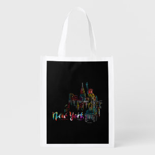 New York Sky Heartbeat Statue of Liberty I Love Ne Grocery Bag