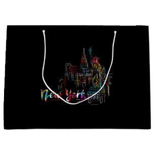 New York Sky Heartbeat Statue of Liberty I Love Ne Large Gift Bag