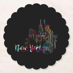 New York Sky Heartbeat Statue of Liberty I Love Ne Paper Coaster
