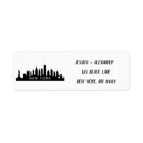 New York Skylin Silhouette Black Elegant Script La Label