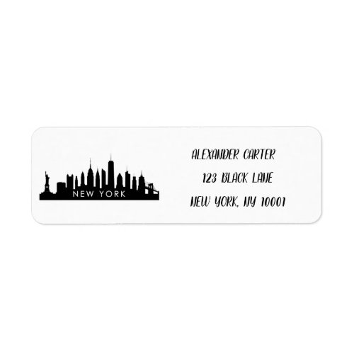 New York Skylin Silhouette Black Elegant Script Label