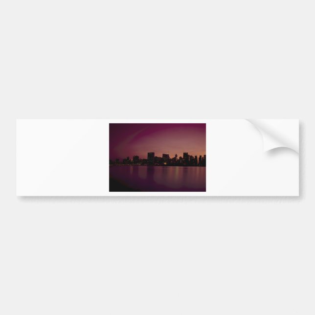 New York Skyline at Dusk Bumper Sticker (Front)