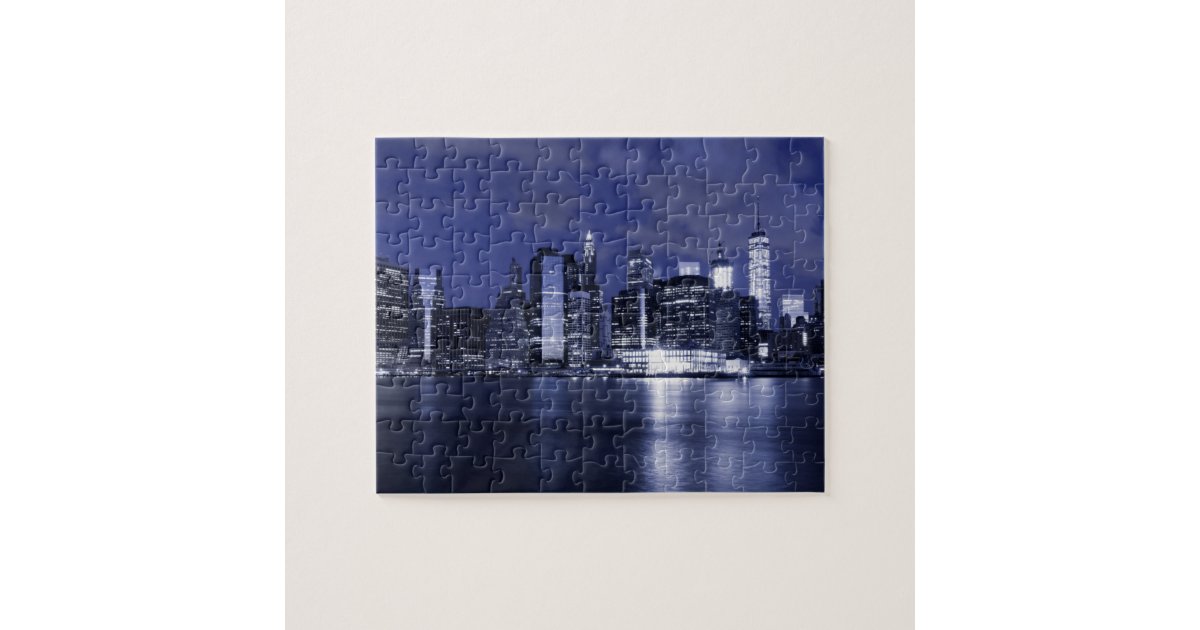 New York Skyline at Night Jigsaw Puzzle | Zazzle