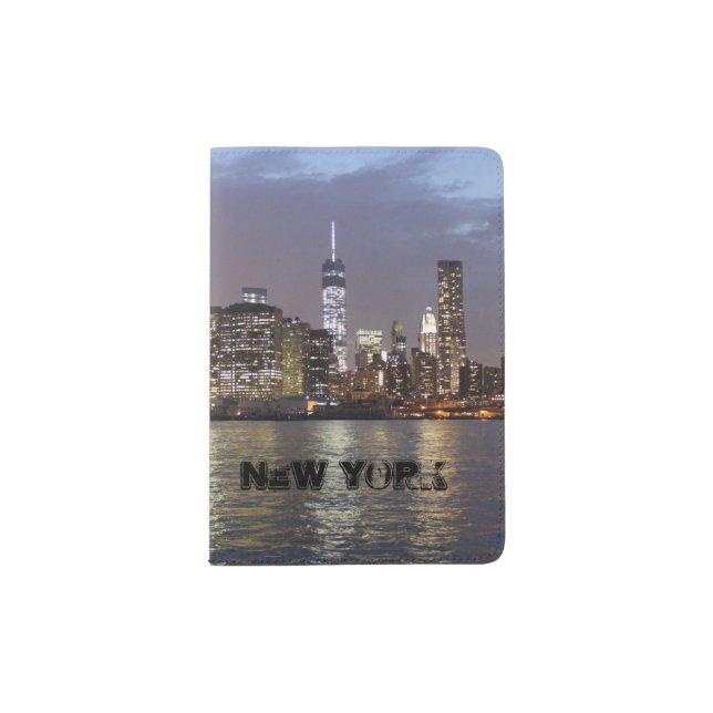 New York Skyline at night Passport Holder (Front)