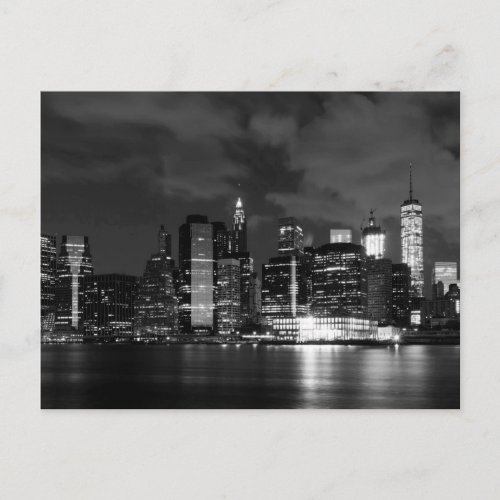 New York Skyline at Night photo Postcard