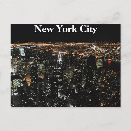 New York Skyline at Night Postcard