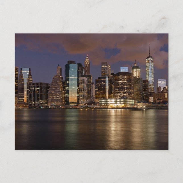 New York Skyline at Night Postcard (Front)