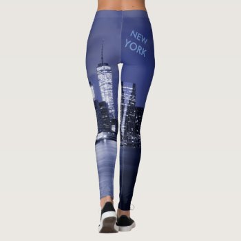 New York Skyline Bathed In Blue Leggings by TheWorldOutside at Zazzle