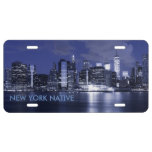 New York Skyline Bathed In Blue License Plate at Zazzle