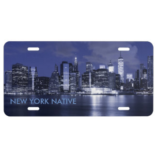 New York Skyline Bathed in Blue License Plate