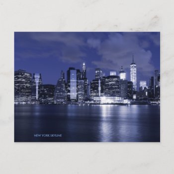 New York Skyline Bathed In Blue Postcard by TheWorldOutside at Zazzle