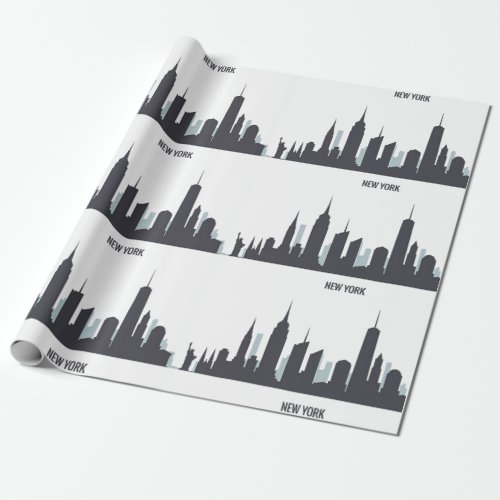 New York Skyline Black Big Apple Modern City Wrapp Wrapping Paper