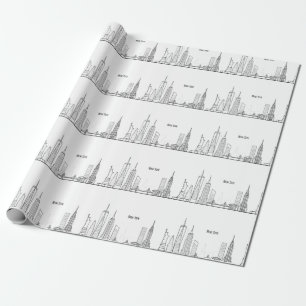New York Skyline Black Big Apple Modern City Wrapping Paper