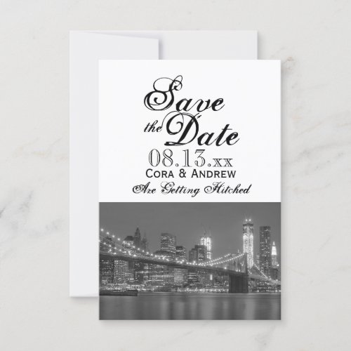 New York Skyline Brooklyn Wedding Save the Date In Invitation