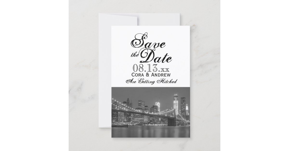 New York Skyline Brooklyn Wedding Save the Date In Invitation Zazzle