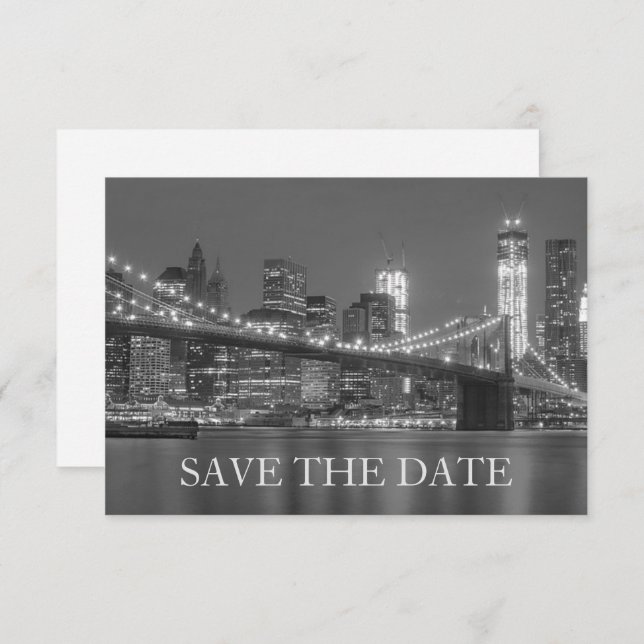 New York Skyline Brooklyn Wedding Save the Date Invitation (Front/Back)