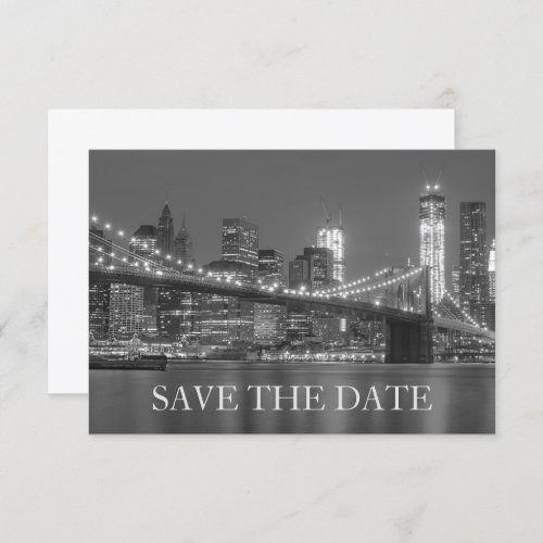 New York Skyline Brooklyn Wedding Save the Date Invitation