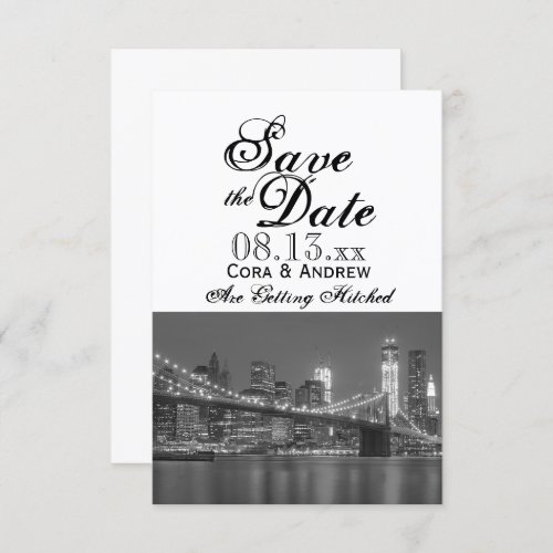 New York Skyline Brooklyn Wedding Save the Date Invitation