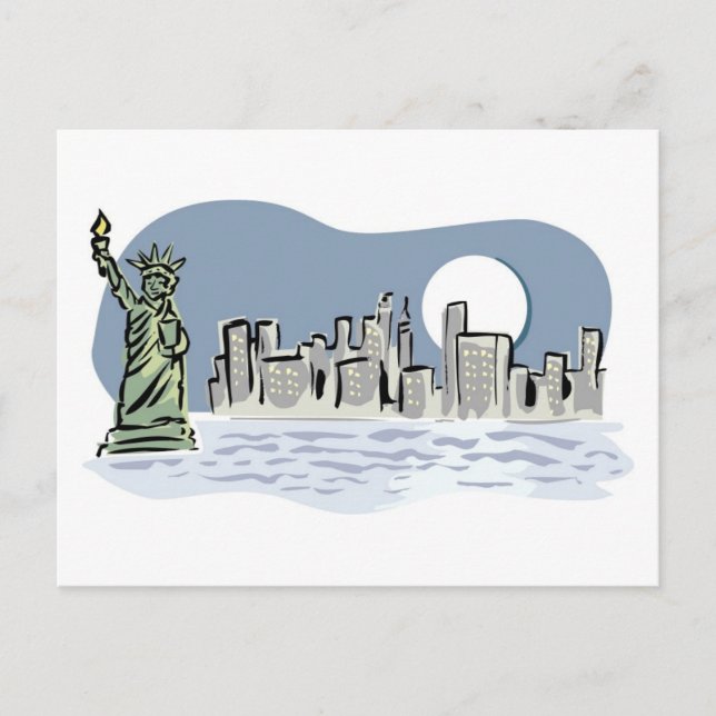 New York Skyline by Moonlight Postcard (Front)