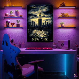 New York Skyline - Charcoal Monochrome Art - Urban Poster