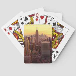 New York skyline city with Empire State Poker Cards