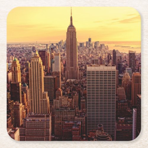 New York skyline city with Empire State Square Paper Coaster
