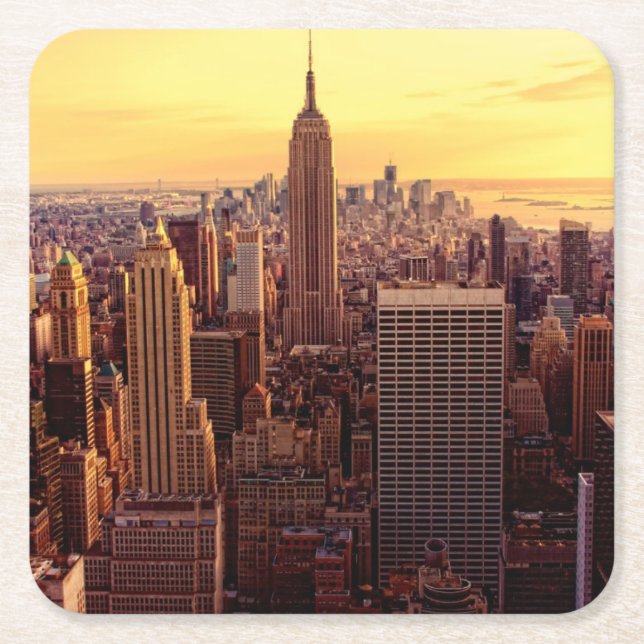 New York skyline city with Empire State Square Paper Coaster (Front)