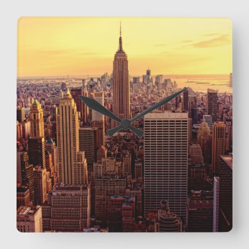 New York skyline city with Empire State Square Wall Clock