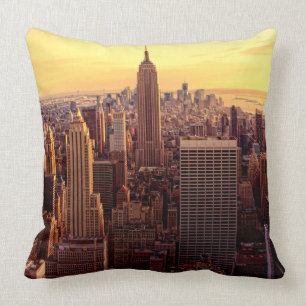 New York skyline city with Empire State Throw Pillow